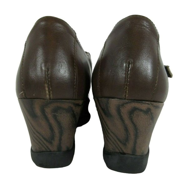 Sanita Matilda Mary Jane Clogs Brown Leather Womens Wedge Heel Ankle Strap Sz 5. - Picture 5 of 8